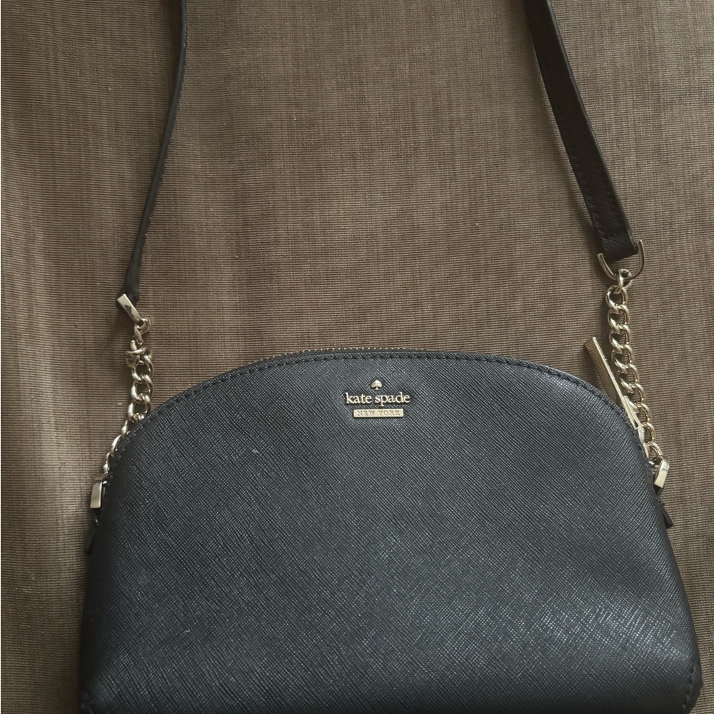 Kate Spade (FOUR-FER) Black Saffiano Crossbody with Chain Strap - Picture 3 of 8